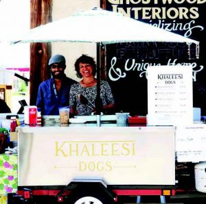 photo by Kim Cameron Cesar and Kathryn Baez at the new hot dog stand, Khaleesi Dogs.