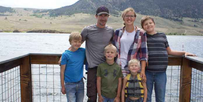Bryan Klotz with his wife, Brittany and four four boys