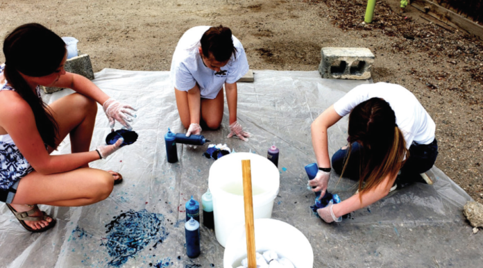 West Grand high schoolers create tye dye shirts during a Colorado Aerolab microbreak.