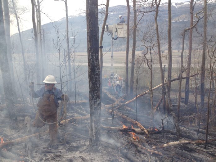 Kremmling Line Superintendent Bill Tucker and MPE crew conduct power line fire mitigation near Parshall, Colo. in 2016