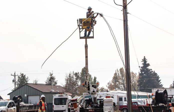 photo by Kim Cameron | In recent weeks, Comcast crews were seen around Kremmling doing both underground and aerial construction to expand internet capabilities.