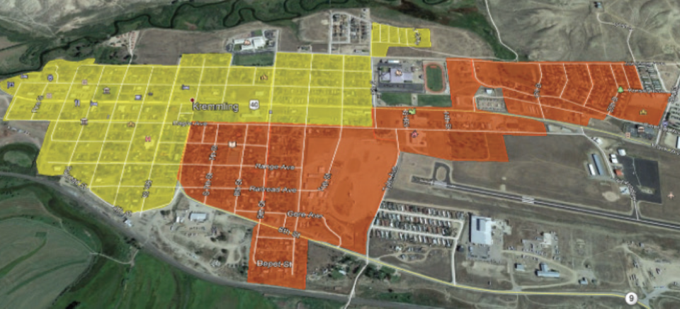 Visionary Broadband’s map of Kremmling: yellow indicates where service is currently offered and the orange area could be developed in the future if there is enough interest. 